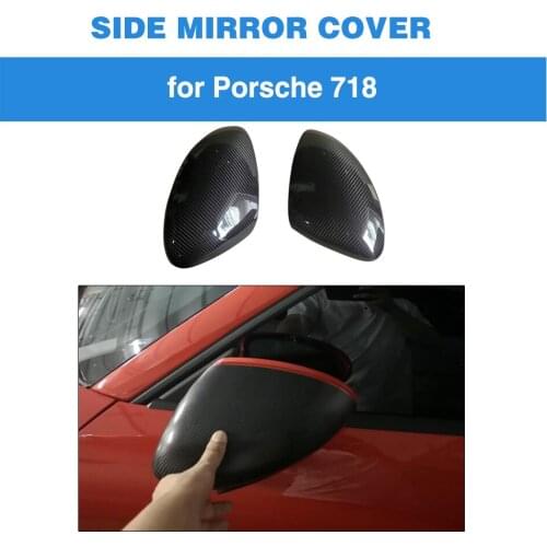Carbon Fiber Side Mirror Covers Trims Fender for Porsche 718 Boxster Cayman 2 Door Convertible Hatchback Coupe 2017 2018 LHD