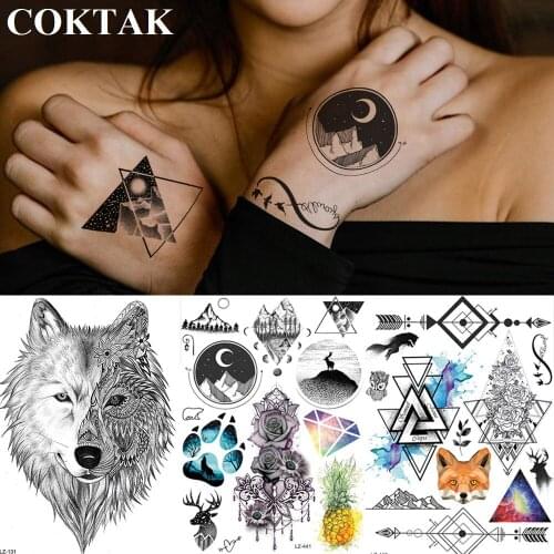 COKTAK Rose Chains Sexy Flower Children Temporary Tattoos Sticker Diamond Mountain Custom Tattoo Paw Forest Art Fake Tatoos Arm