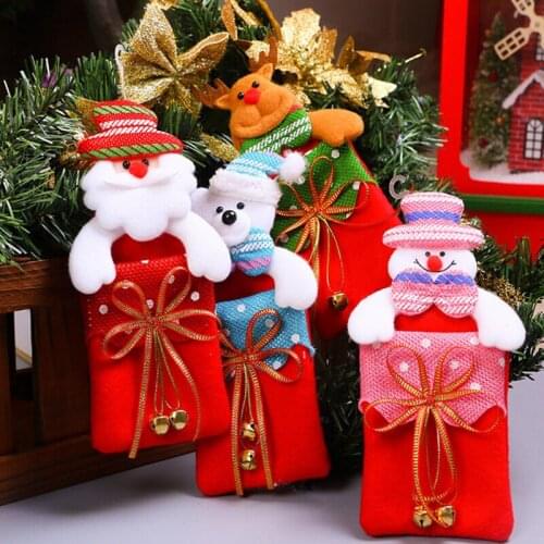 Hot Sell Christmas Candy Gift Bag Christmas Tree Hanging Ornaments Pendant Home Christmas Decoration Gift Storage Bag Bell Gifts