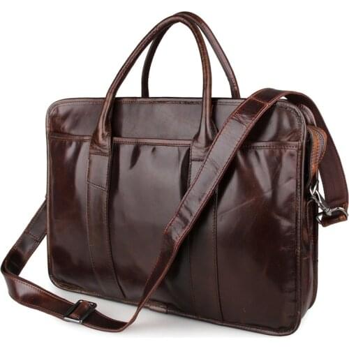 J.M.D 100% Guarantee Genuine Cow Leather Briefcase Laptop Bag Mens Handbag 7321
