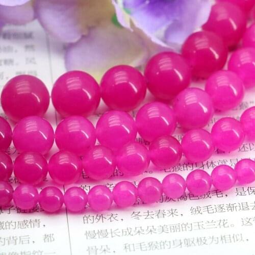 Rose red chalcedony round loose bead 6/8/10/12mm size optional stone beads 15" DIY design fit jewelry making