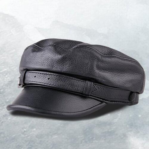 Mens Womens Casual Leather Visor Hat Spring Autumn Winter Flat Top Cap Young Lady Male High Fashion Leisure Cowhide Hats H6974