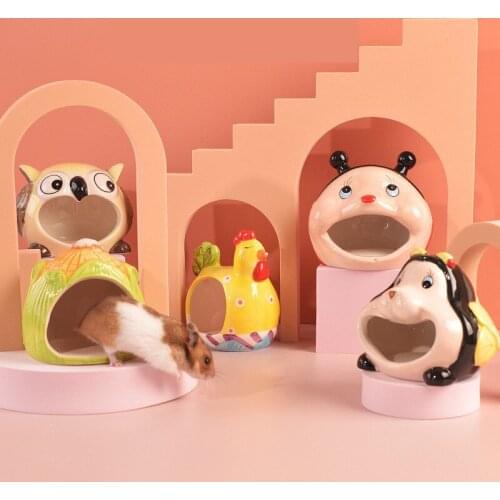 Hamster Nest Ceramic Cooling Sleeping Nest Small Pet House Hamster Air Conditioning Porcelain Nest Golden Silk Bear Supplies