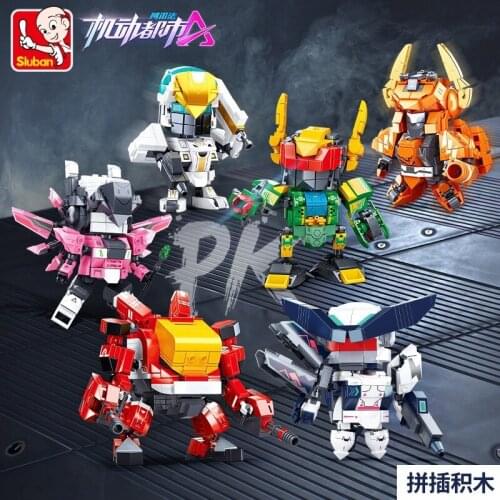 SLuban Mobile City Mech Alpha Andromeda Suzaku Arthur small particles assembling building block Toy For Child Christmas Gifts
