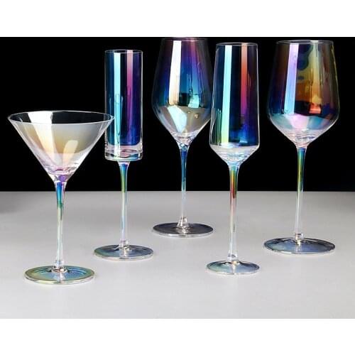 Creative Rainbow crystal glass wine glasses goblet champagne cup cocktail glass home Bar Hotel party home wedding Drinkware