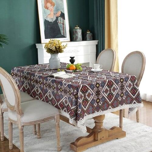 Retro Square Sun Lace Tablecloth Ethnic Style Furniture Dustproof Cover Coffee Dining Table Desk Decoration Table Cloth Manteles