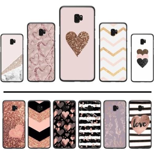 Love Heart Gold Rose Marble Stripes Phone Case For Samsung Galaxy S5 S6 S7 S8 S9 S10 S10e S20 edge plus lite