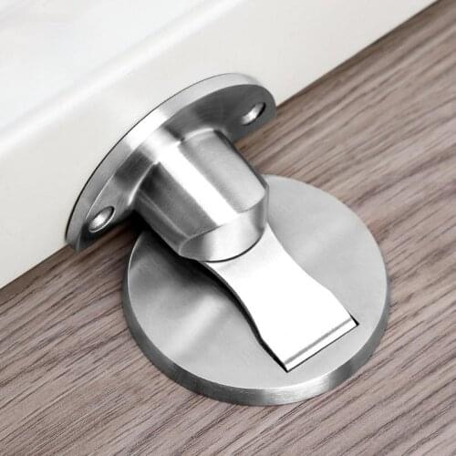304 Stainless Steel Magnetic Door Stopper Nail-Free Sticker And Hidden Screw Installation Floor Door Suction Furniture Hardware
