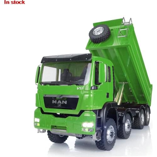 LESU 1/14 Scale MAN 8*8 Hydraulic RC Dumper Truck Painted Green Model With Sound Motor ESC Servo Radio Control THZH0351-SMT4