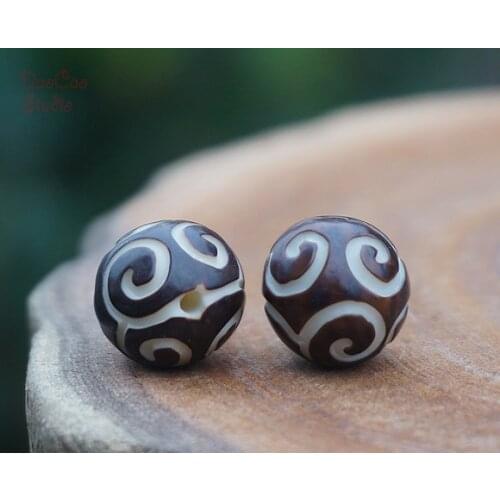 Natural Bodhi Seed Beads Carved Cloud with Black skin White Mala Japa Beads Bracelet Jewellry Findings DIY Accessories