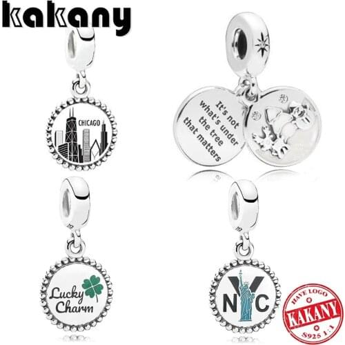 New Classic Four-leaf Clover, Statue Of Liberty Dangle Charm, Chicago, Perfect Christmas Pendant Original Jewelry Gift