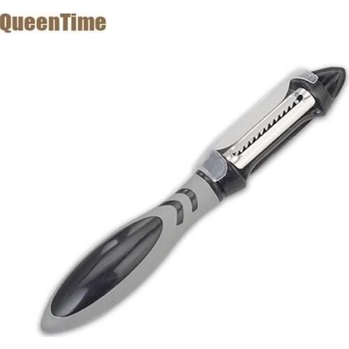 QueenTime 2 in 1 Fruits Vegetable Peeler Stainless Steel Julienne Slicer With Sharp Blade Apple Carrot Paring Knife Kitchen Tool