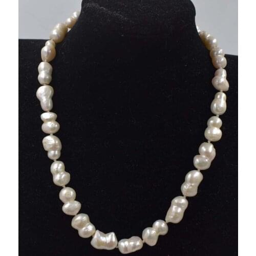 NEW natural freshwater pearl white irregular baroque 14-18mm necklace 20inch nature wholesale beads fashion gift