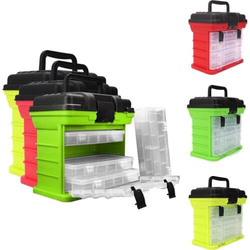 Portable 5 Layer PP+ABS Fishing Tackle Box with Plastic Handle Big Fishing Lures Tools Box Fishing Accessories Case 26x17x26cm