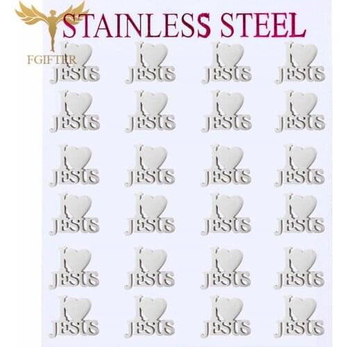 Religious Jesus Stud Earrings Couple Love Ear Piercing Ring Trendy Stainless Steel Jewelry Wholesale 12 Pairs