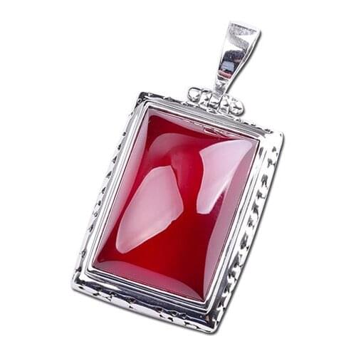 L&P Luxury Hollow Rectangle Pendant For Lady Authentic 925 Sterling Silver Gemstone Pendant Christmas Gift Jewelry Wholesale