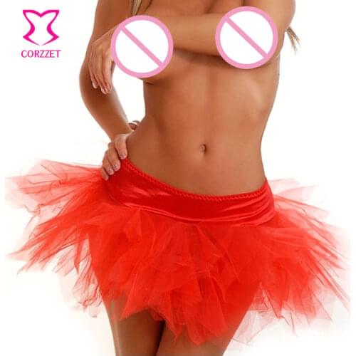 Sexy Asymmetrical Mesh Mini Underdress Tulle Tutu Skirt Women Skirts Burlesque Costumes Petticoats Underskirt Ladies Half Slip