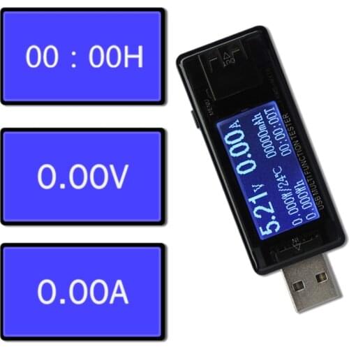USB Tester Voltmeter Current Voltage Capacity Tester Volt Current Voltage Indicator Charger Capacity Temperature Tester Voltimet