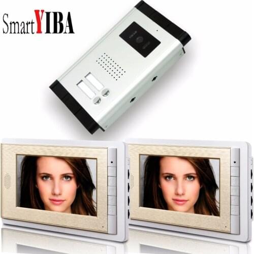 SmartYIBA Video Intercom For 2 Apartments Video Doorphone With 7" Color Lcd video intercom Doorphone