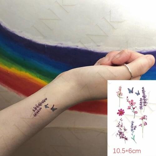Waterproof Temporary Tattoo Sticker Butterfly Flower Lavender Cat Love Body Art Wrist Foot Flash Tatoo Fake Tatto For Women Men