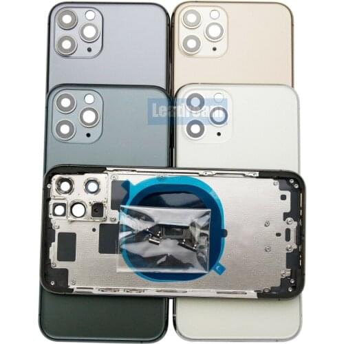 10Pcs Back Housing Cover For iPhone 11 Pro Max Back Battery Door Glass with Middle Chassis Frame SIM Tray Side Key Parts