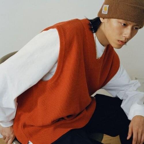 Knitted vest women autumn Korean fashion Retro wild V-neck college-style students sleeveless woman knit waistcoat woman clothes