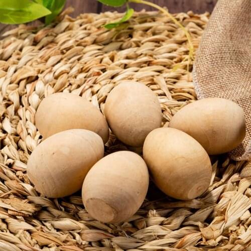 10PCS Easter Egg Wood Simulation Eggs Manual Graffiti Painted Exercise DIY Creative Easter Egg Children Early Educational Toy