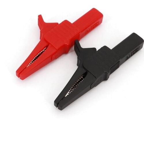 2Pcs Insulated Large Safety Red and Black Alligator Clip With 4mm Banana Jack 1000V 32A