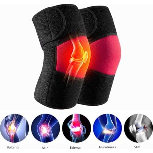 2 PCS Self-heating Knee Protector Warmer Adjustable Tourmaline Magnetic Therapy Knee Pads Support with Patella Stabilizer Brace
