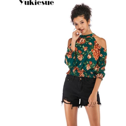 2019 summer chiffon blouse shirt for women blusas off shoulder floral print womens tops blouses woman shirts top plus size