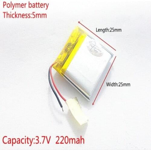 3.7V 220mAh [502525] Polymer lithium ion / Li-ion battery for mp3;mp4;smart watch;speaker;POWER BANK;bluetooth