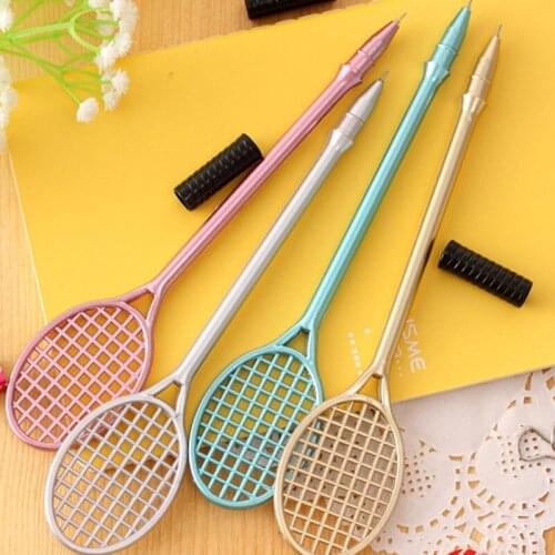 4pcs DIY Badminton Racket Antistress Slime Toys Fluffy Floam Slime Tools Model Badminton Racket Styling Ballpoint Pen I0054