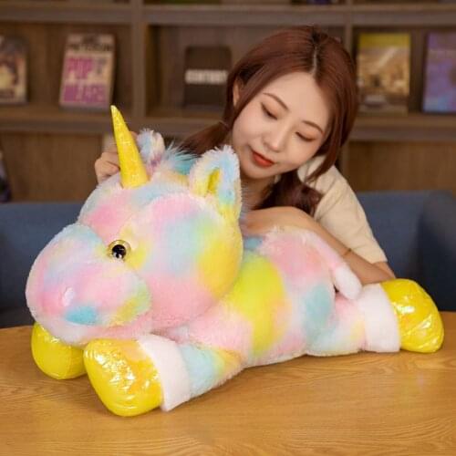 40/55/60cm Kawaii Rainbow Unicorn Plush Toys Fully Stuffed Animal Unicorn Horse Pillow Nice Plush Dolls for Children Baby Gift