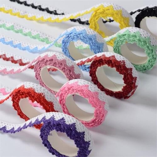 5Rolls Fabrics Lace Trim Stickers Wedding Party Decor Lace Ribbon Adhesive Tape DIY Crafts Scrapbooking Supplies Color Lace Tape