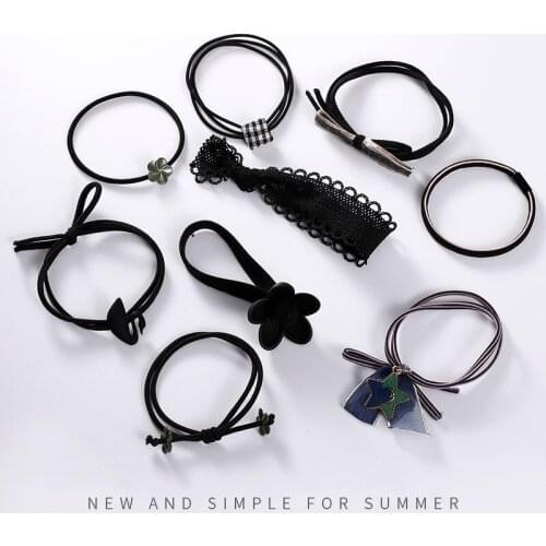 9PCS/lot Womens Flower Hairband Cute Girl Korean Style Elastic Lace Headwear Female Wedding Hair Accessories Jewelry Party Gift