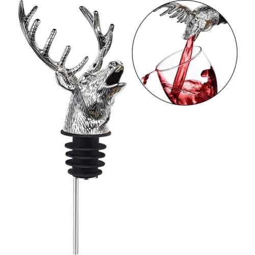 UPORS Wine Aerator Pourer Stainless Steel Wine Pourer Deer Head Shape Champagne Stopper Dispenser for Bottle Wine Accessories