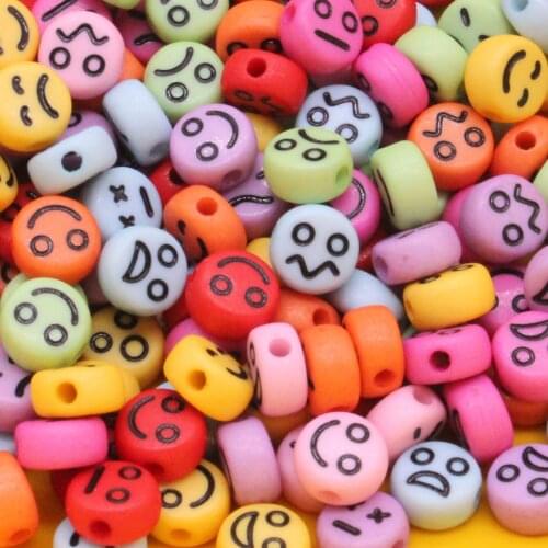100pcs 4x7mm Facial Expression Acrylic Beads DIY Bracelets Necklaces Earrings Jewelry Making