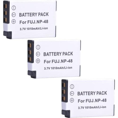 AsperX 3Pcs NP-48 NP 48 NP48 Rechargeable Li-ion Battery for Fujifilm XQ1 and XQ2 Cameras