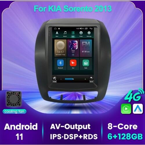 6G 128G Fan Carplay Android 11 Vertical Screen DSP BT Car Multimedia Radio Video Player For KIA SORENTO 2013 2014 GPS Navigation