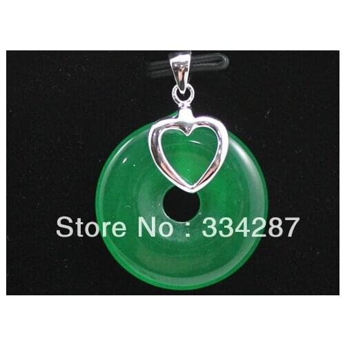 Free Shipping Tibetan Silver Green Quartzite stone "Good Luck" Pendant