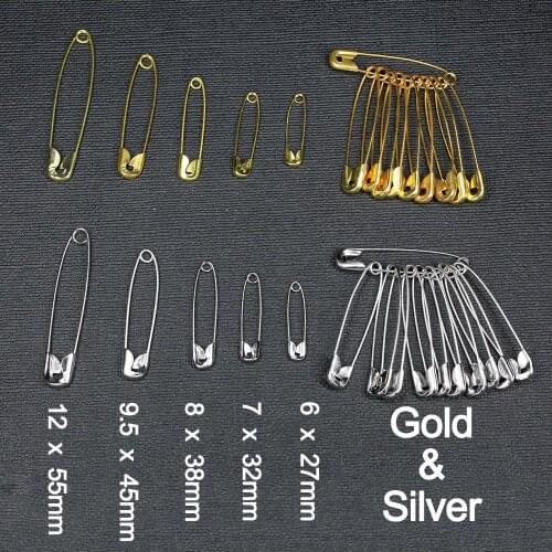 50pc Gold/Silver Safety Pins DIY Sewing Tools Accessory Metal Needles 6mm-12mm Large Safety Pin Small Brooch Apparel Accessories