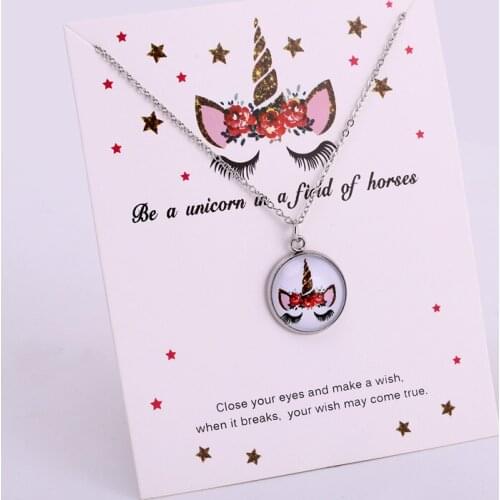 Unicorn Pendants Chain Necklaces Flamingos Bee Charms Women Men Unisex Trendy Jewelry Lovers Christmas Party Gift