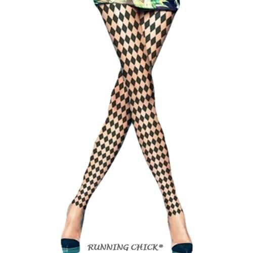 Black And White diamond-shaped Pattern Tattoo Pantyhose Thin Summer Women Pantyhose Wholesales