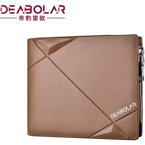 Business Wallet Men Short Slim Male Purses 3 Fold Zipper PU Leather Wallet Credit Card Holder Cartera Hombre Men Wallet Monedero