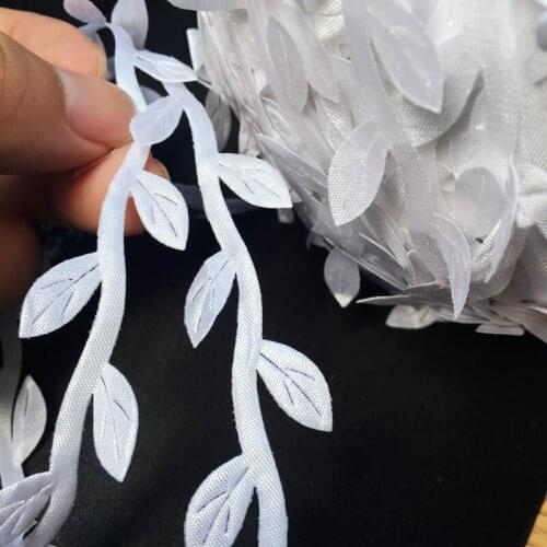 DIY 200Yards Meetee Cloth material white rattan leaf lace trim ribbon garland garment decoration accessories -C650