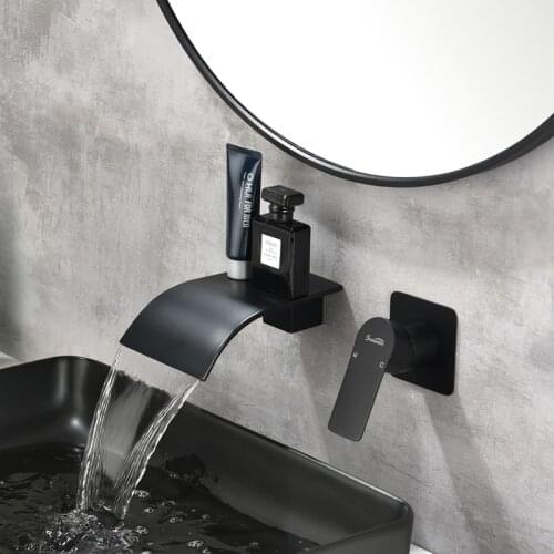 Chrome Bathroom Waterfall Basin Mixer Faucet Brushed gold Single Wall Mounted Washing Basin Taps Black Waterfall Bath Mixer