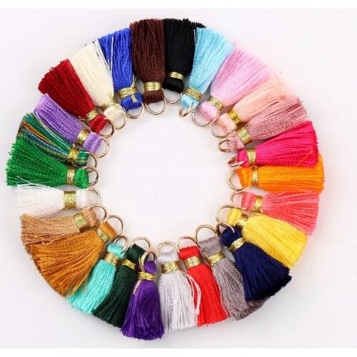 12Pcs 2cm Mini Artificial Silk Tassels Metal Ring Fringe For DIY Jewelry Accessories Earring Findings Garments Sewing Crafts