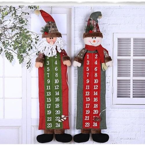 Creative Cartoon Santa Claus Snowman Christmas Count Down Calendars Xmas Home Door Tree Decoration New Year Ornament Gift