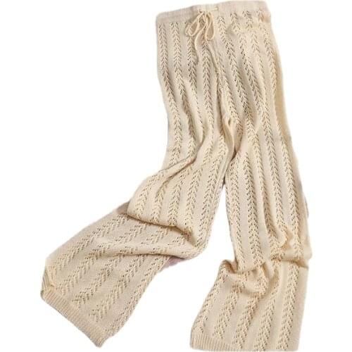 Summer women knitted pants beachwear knitting pant jogers woman joggers sweatpants women hollow out womens loose pants