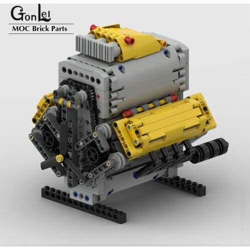 NEW High-Tech Crossplane V8 with Supercharger & Removable Covers MOC Building Blocks DIY Bricks Parts Pack Toys Model Gifts